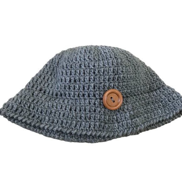 Brand New Handmade Crochet Bucket Hat with a nice button on the side, Adult Size - Picture 5 of 5
